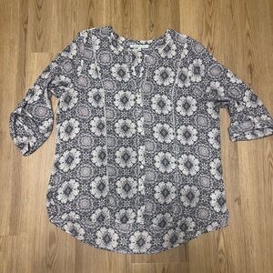 Daniel Rainn Black and White Mandarin Collar Blouse